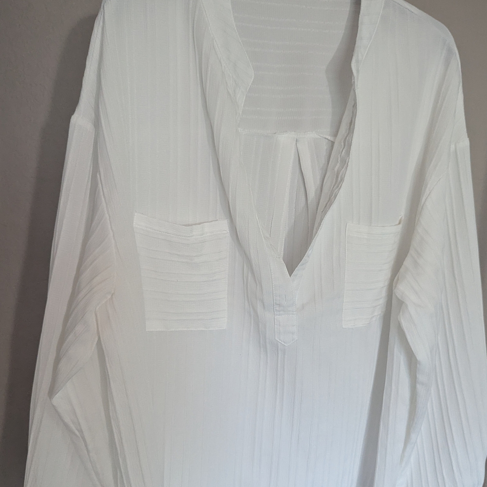 White V-Neck Blouse